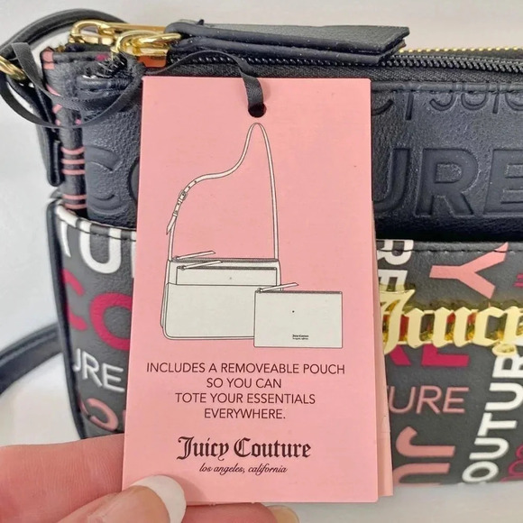 Juicy Couture Black Pink Crossbody Bag & Pullout Pouch Set NWT - Picture 7 of 15